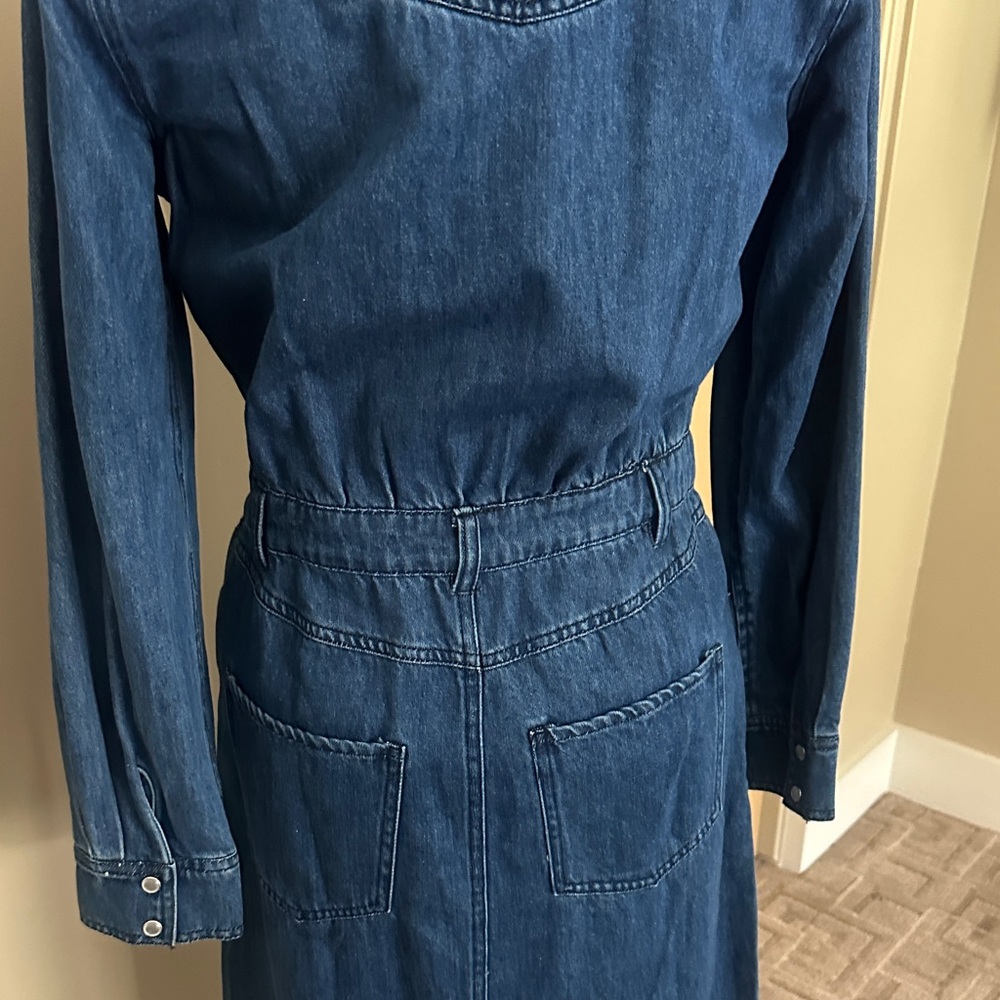 Steve Madden Dark Blue Denim Maxi Skirt with Front Slit - Picture 12 of 16